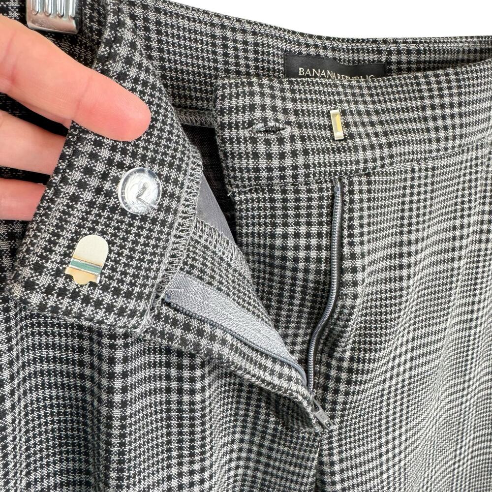 Banana Republic Black White Houndstooth Cropped High Rise Dress Pants Trousers 8 - Picture 3 of 7